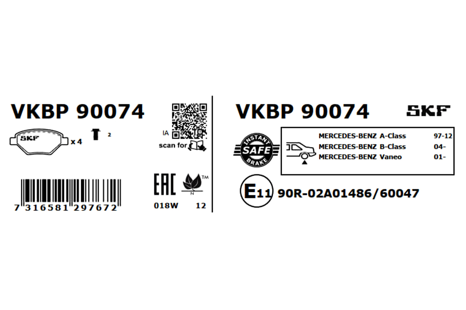 Placute frana SKF VKBP90074